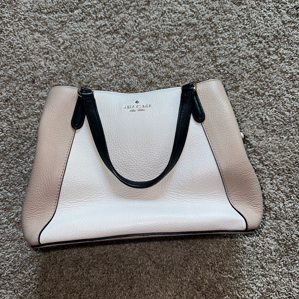 kate spade Pebbled Leather Crossbody in White, Blush & Black